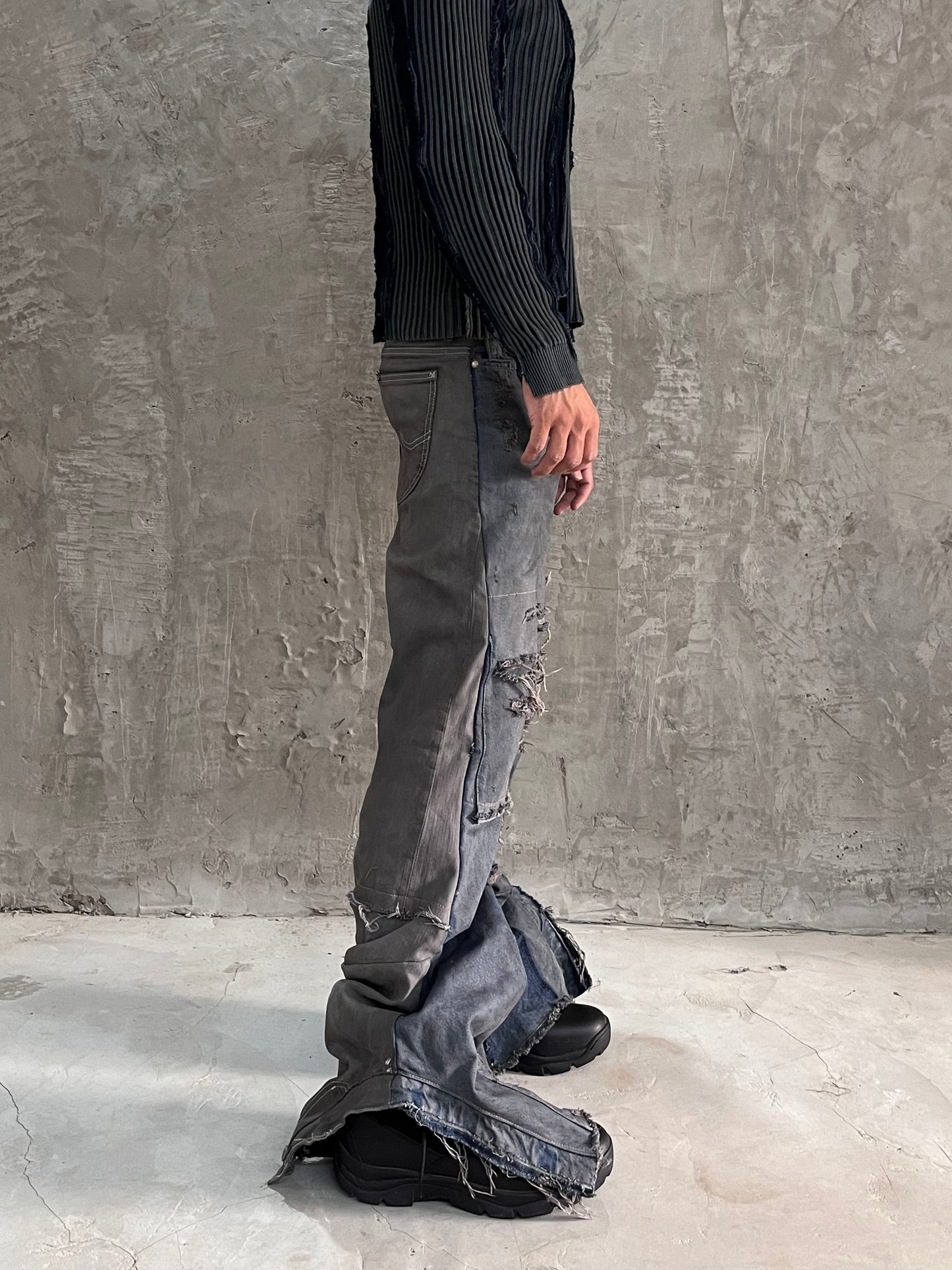 Reconstructed Dual Tone Jeans