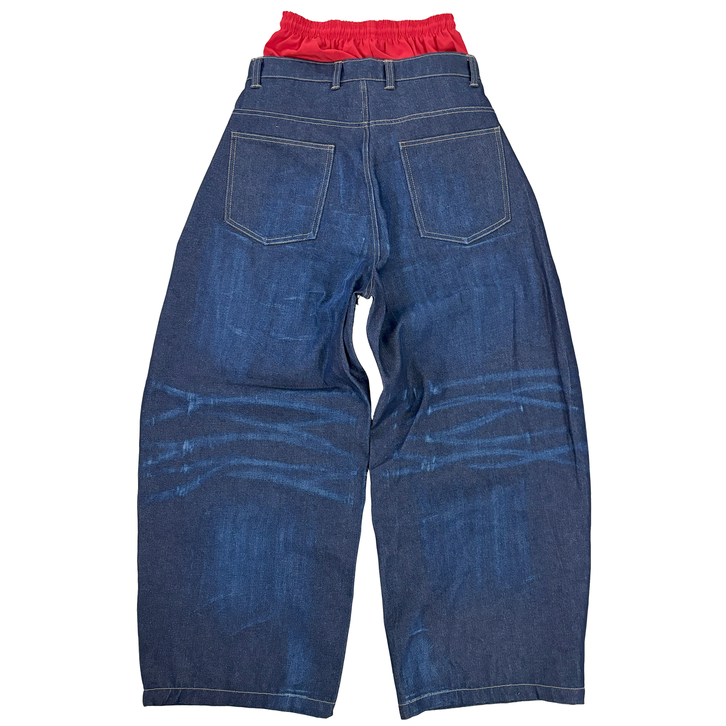 HAND MADE WHISKERS/ FADING RAW HYBRID JEANS