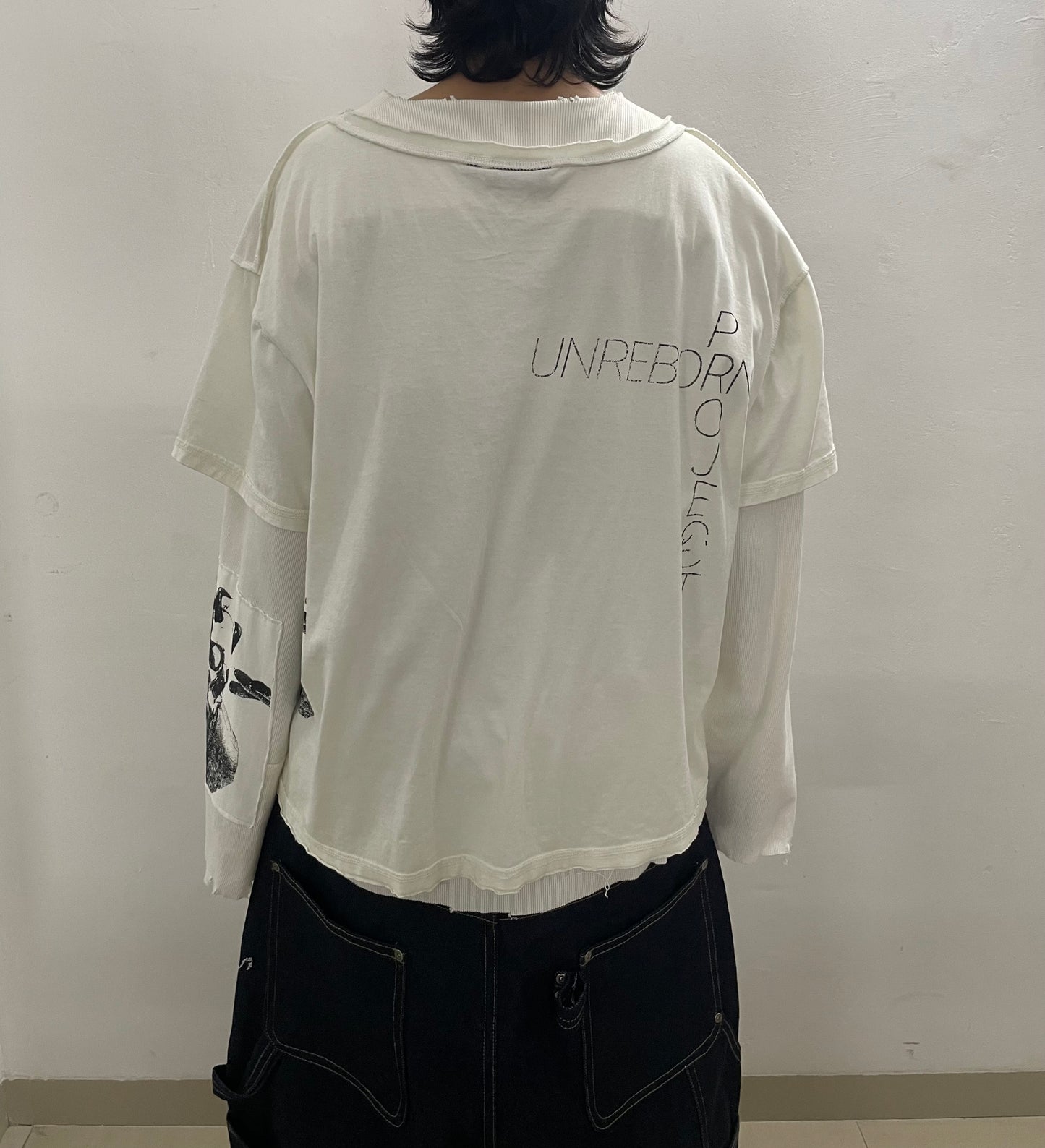 FERAL BRUTALITY LAYERED FADED WHITE TEE