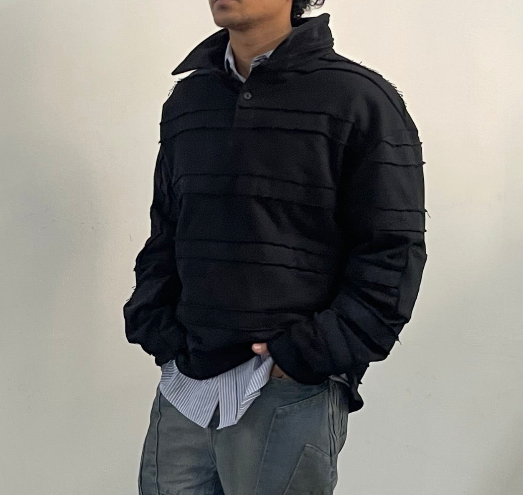 Asymmetrical layered rugby shirt (SHIPS IN 3-4 WEEKS)