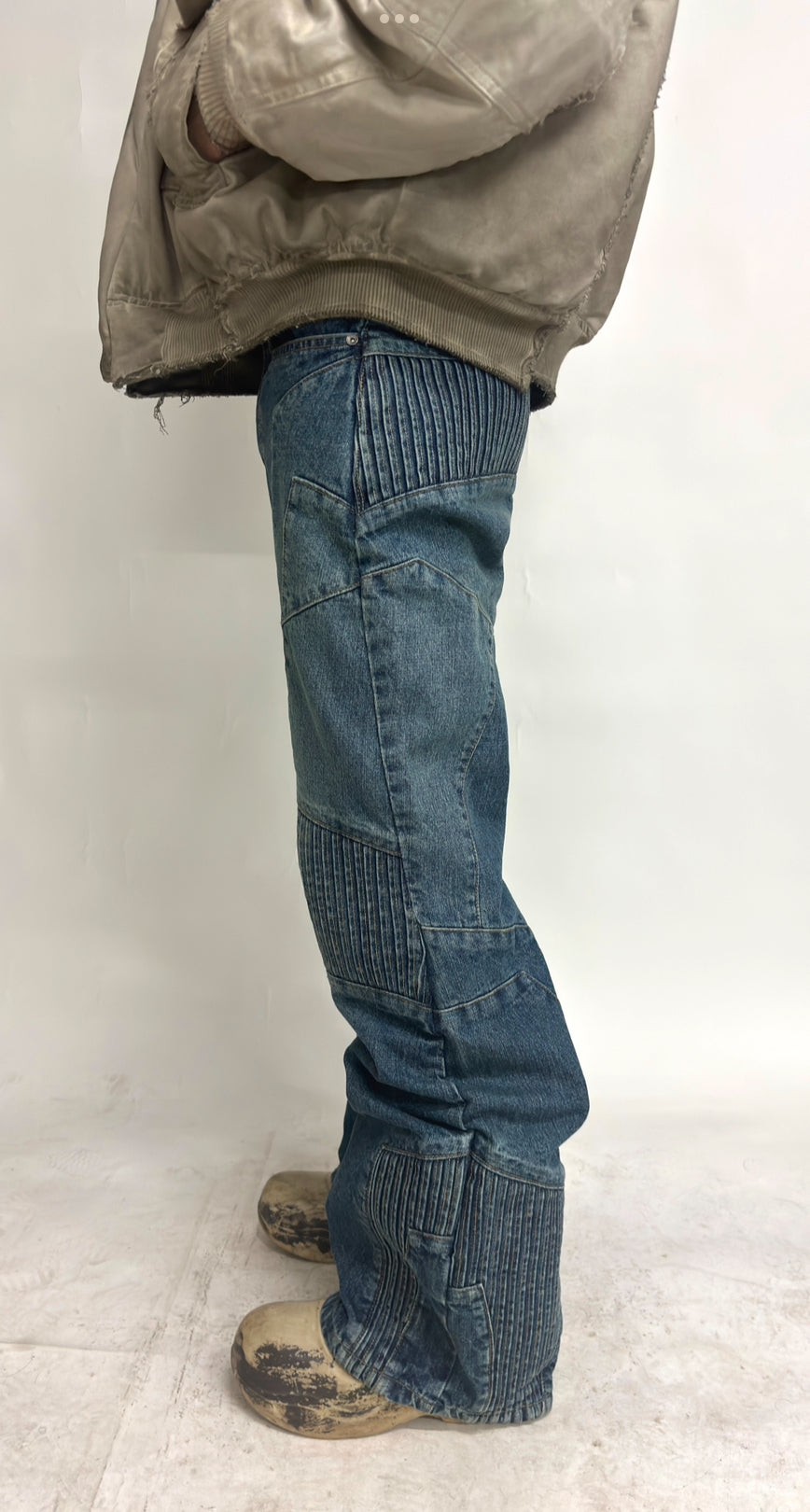 BIKER DENIM PANTS - VINTAGE BLUE