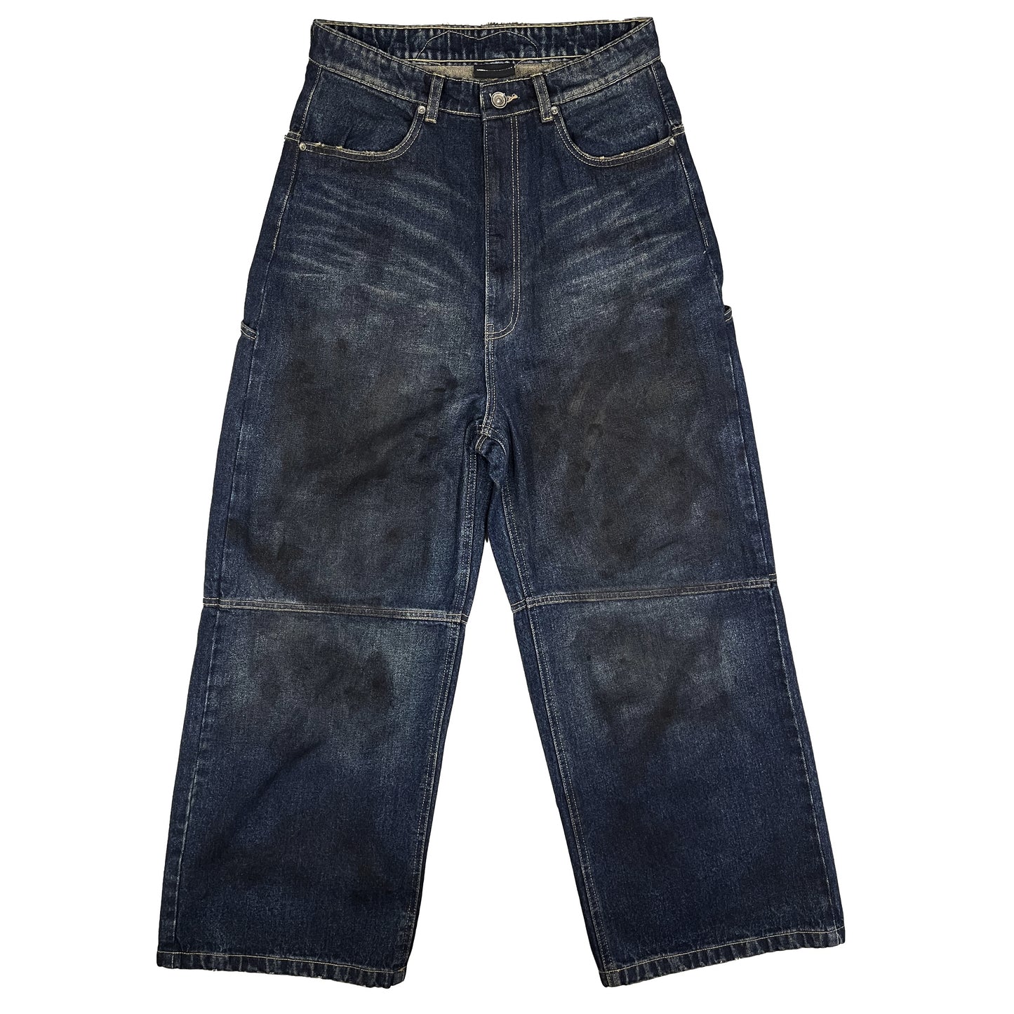 CROSS LOGO PATCHED LOW CROTCH JEANS - DIRTY DARK BLUE