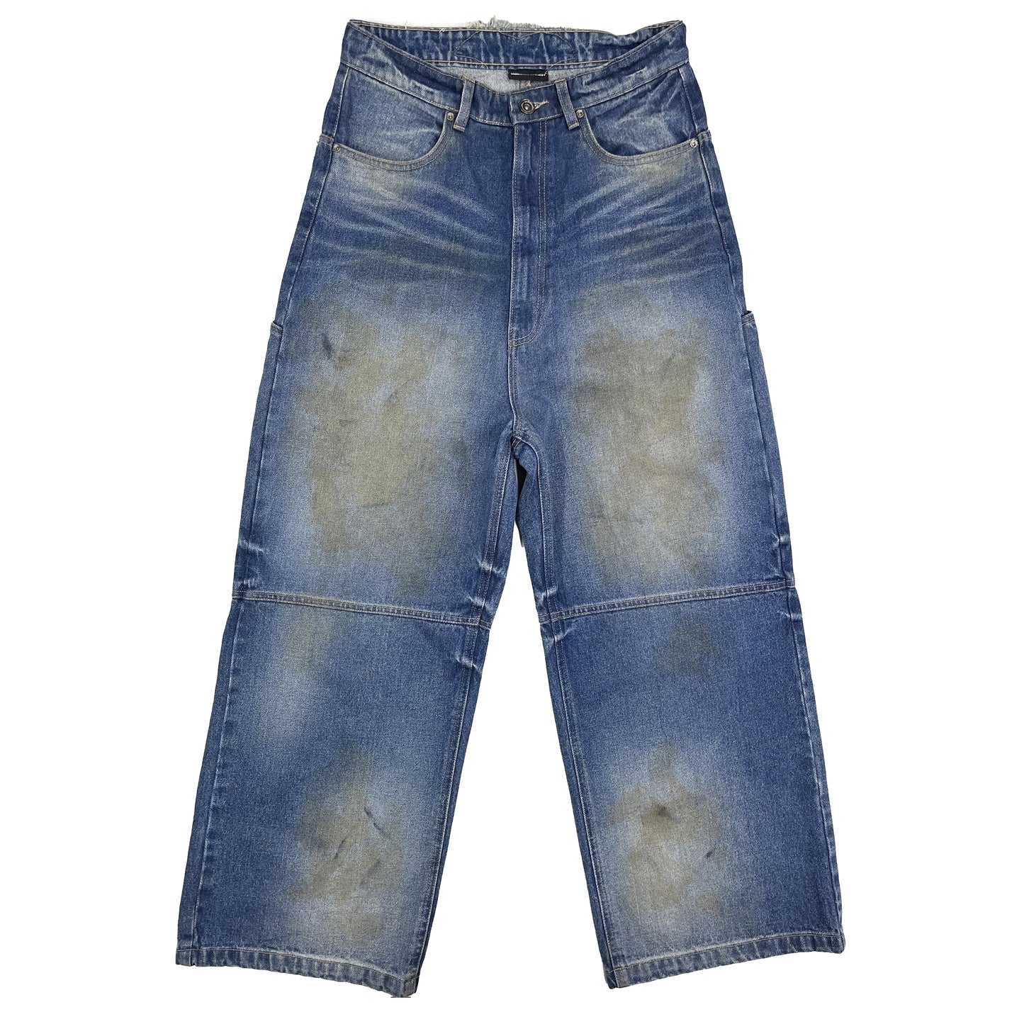 CROSS LOGO PATCHED LOW CROTCH JEANS - DIRTY LIGHT BLUE
