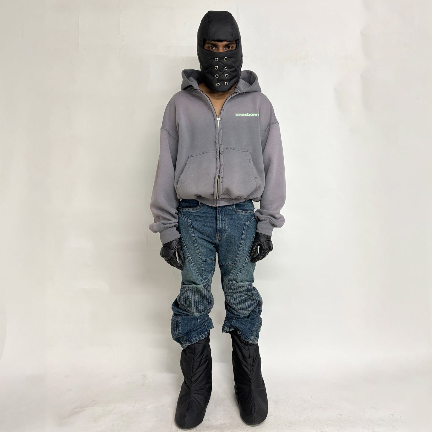 BIKER DENIM PANTS - VINTAGE BLUE