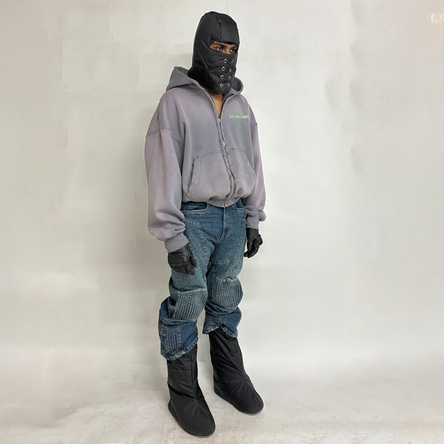 BIKER DENIM PANTS - VINTAGE BLUE