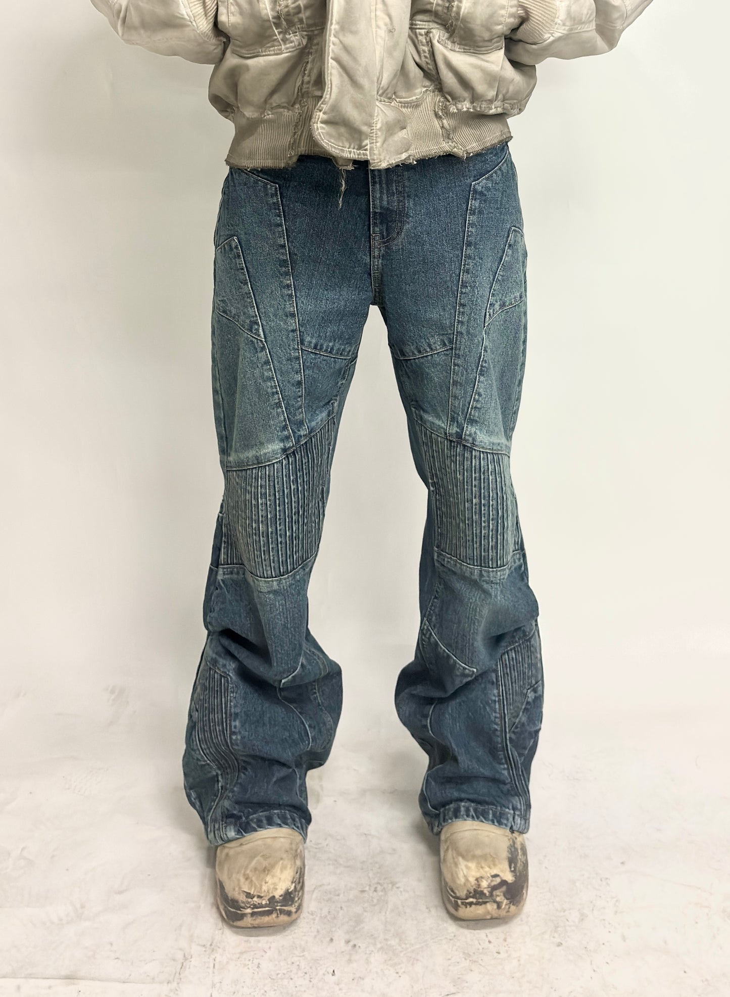 BIKER DENIM PANTS - VINTAGE BLUE