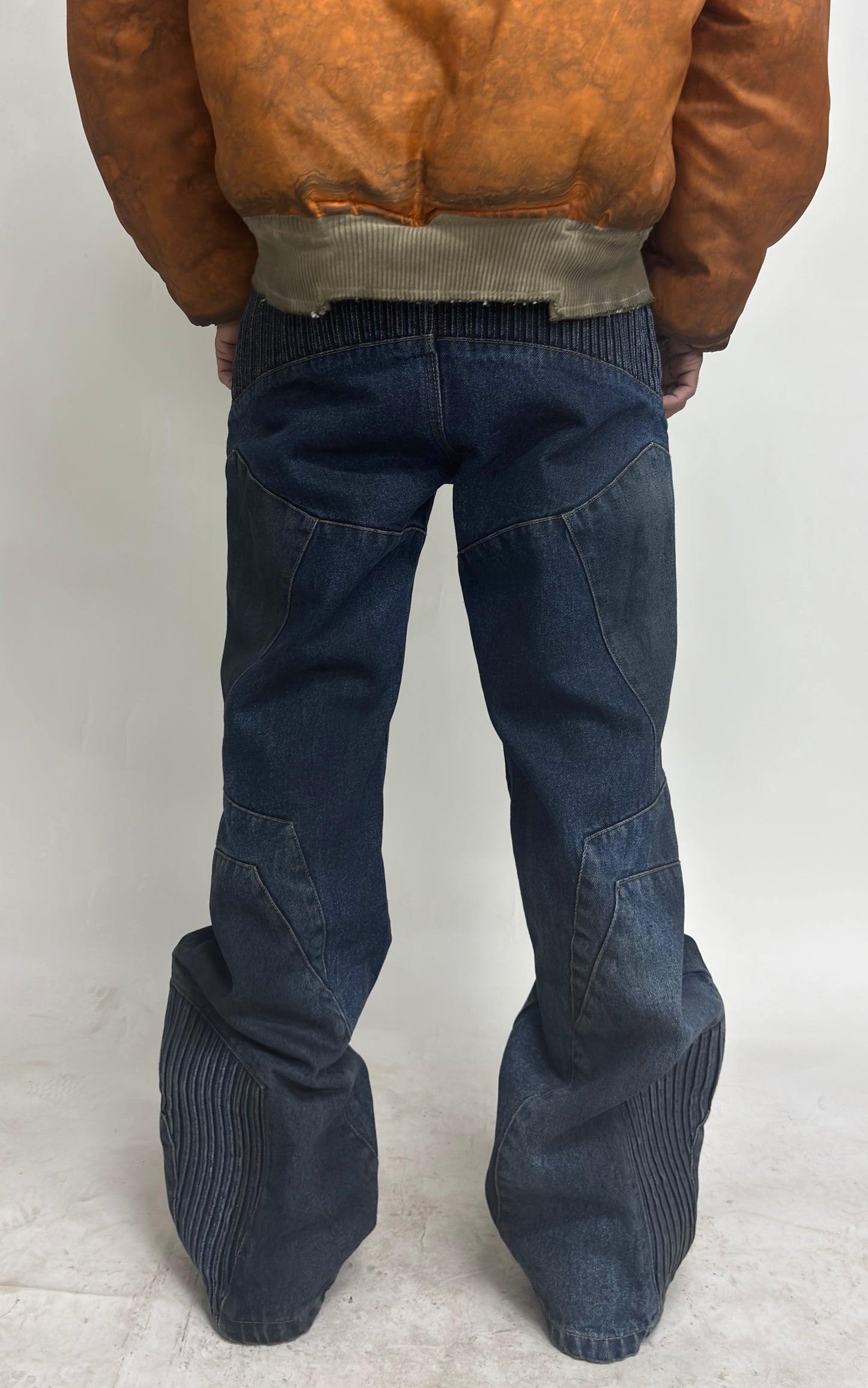BIKER DIRTY DENIM PANTS - DARK BLUE