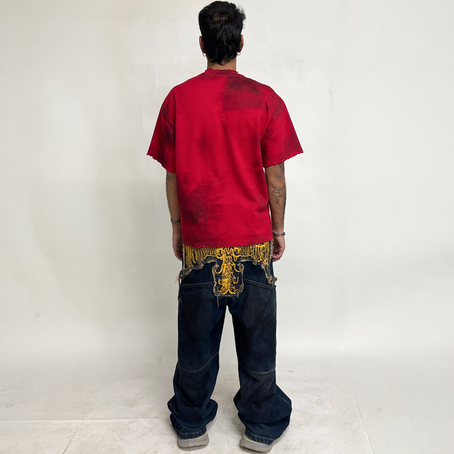 CROSS LOGO PATCHED LOW CROTCH JEANS - DIRTY DARK BLUE