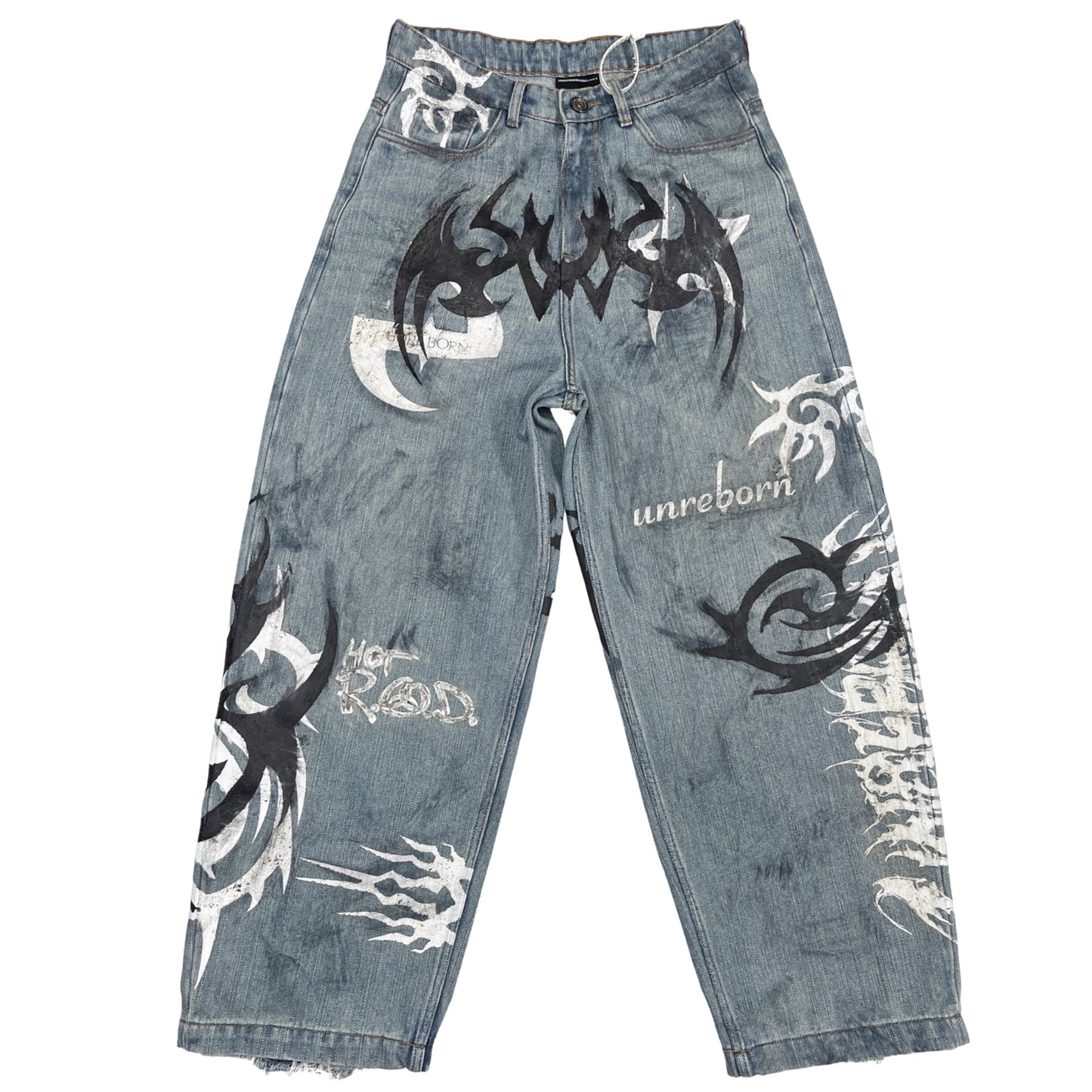 Distressed nu metal jeans