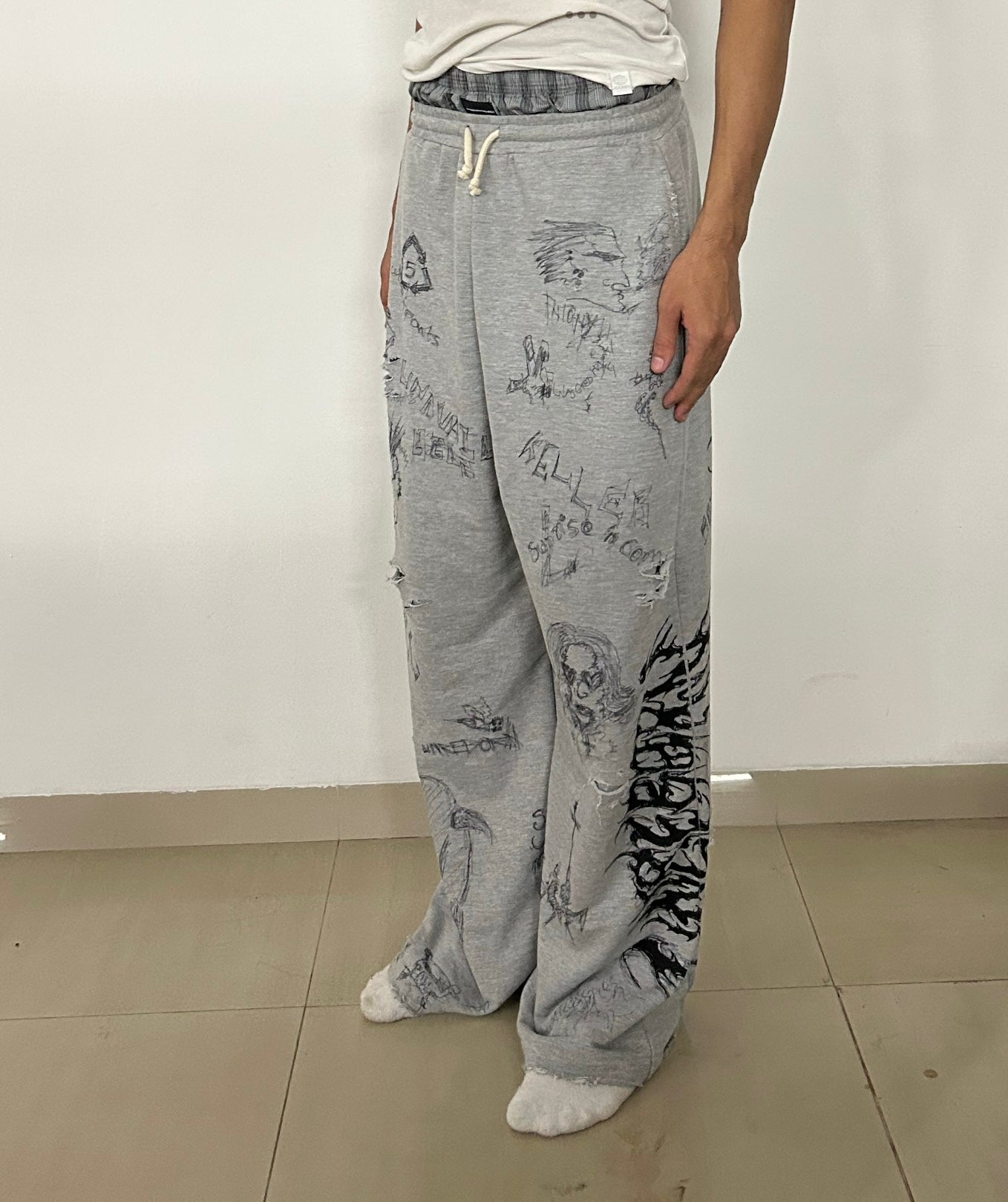 Boxer Sweatpants - Grey Melange (Graffiti version)