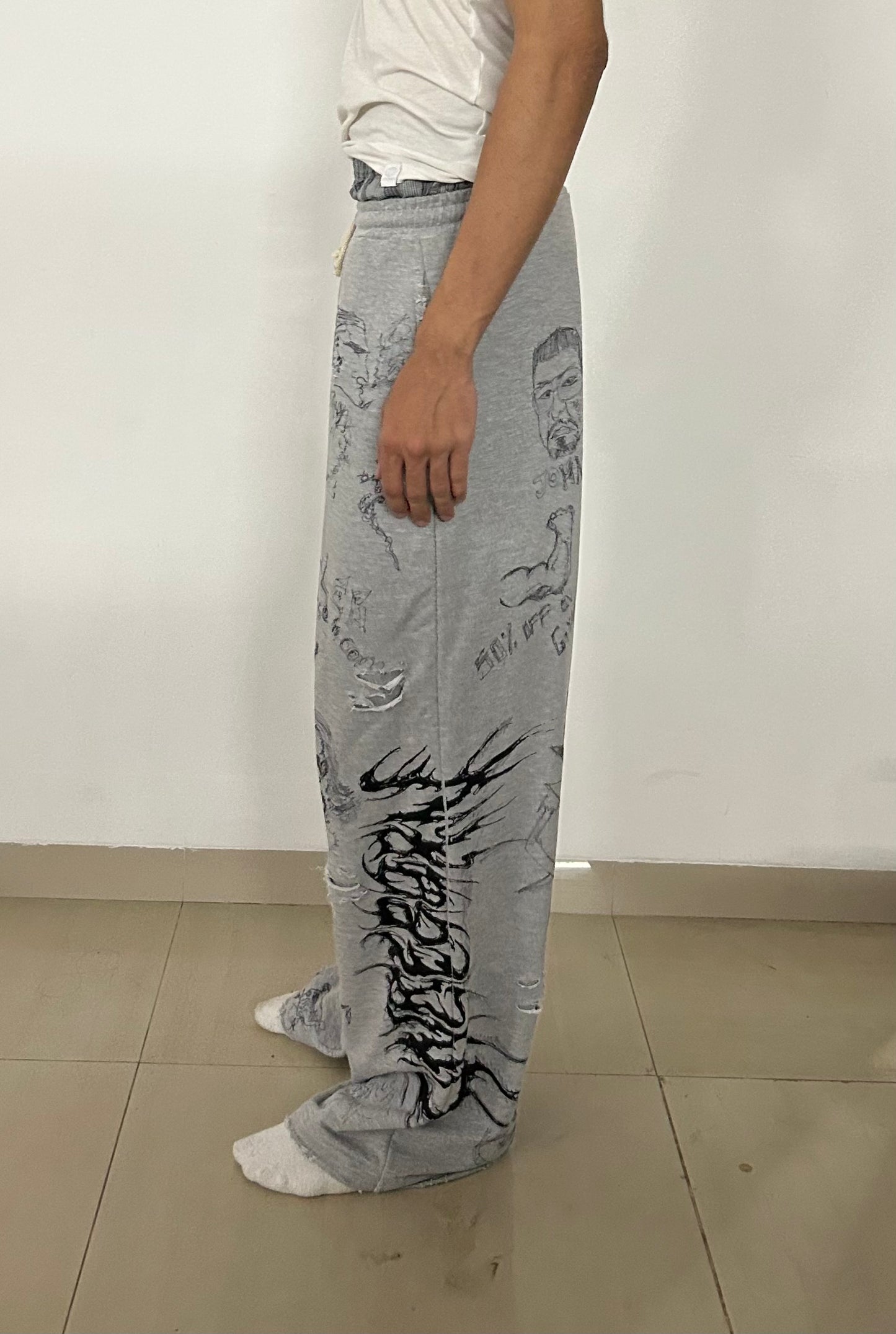 Boxer Sweatpants - Grey Melange (Graffiti version)