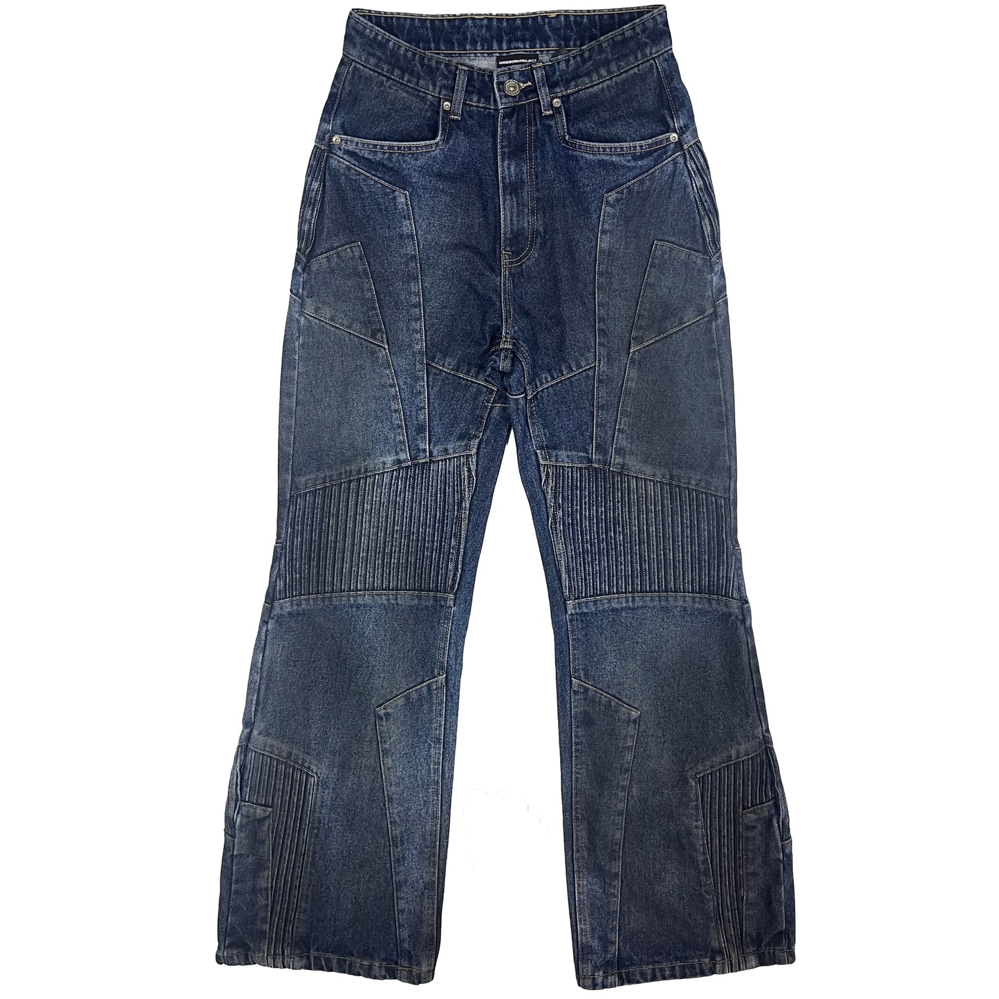 BIKER DIRTY DENIM PANTS - DARK BLUE