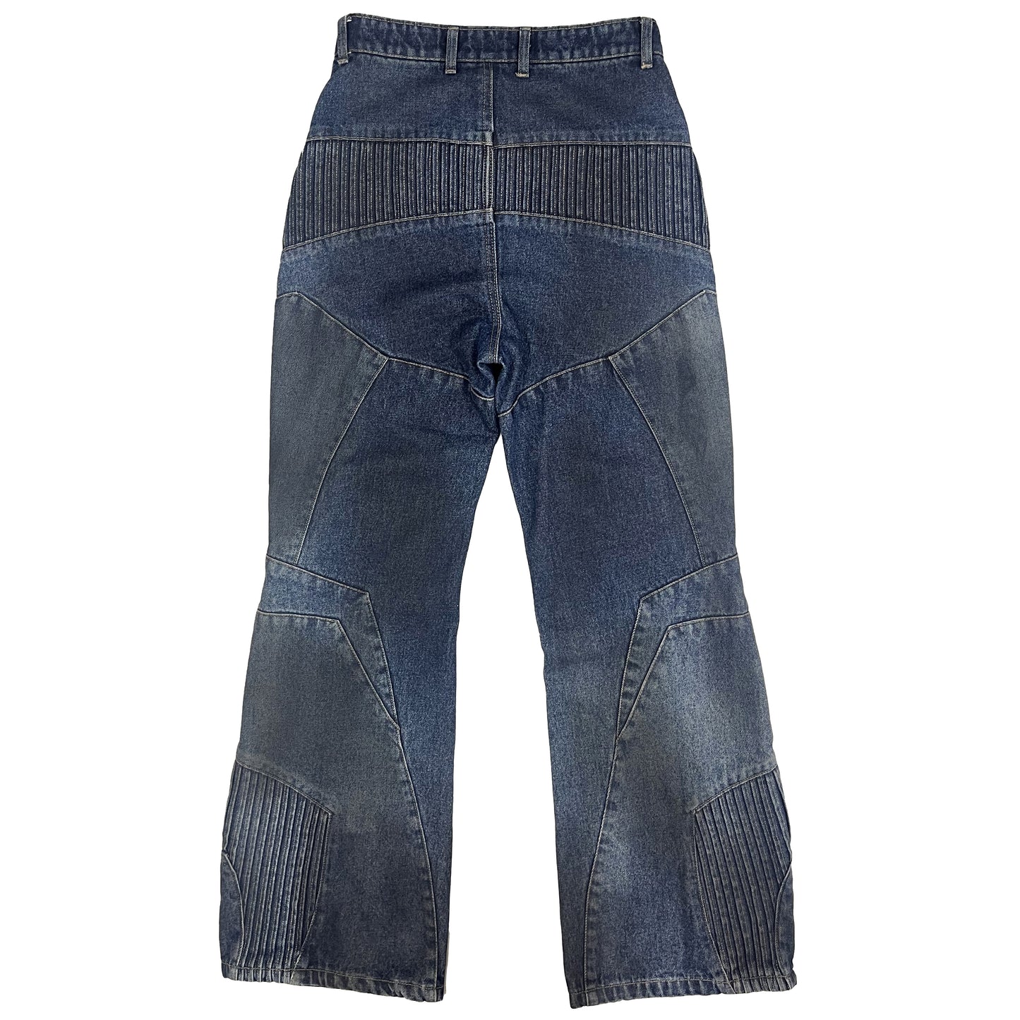 BIKER DIRTY DENIM PANTS - DARK BLUE
