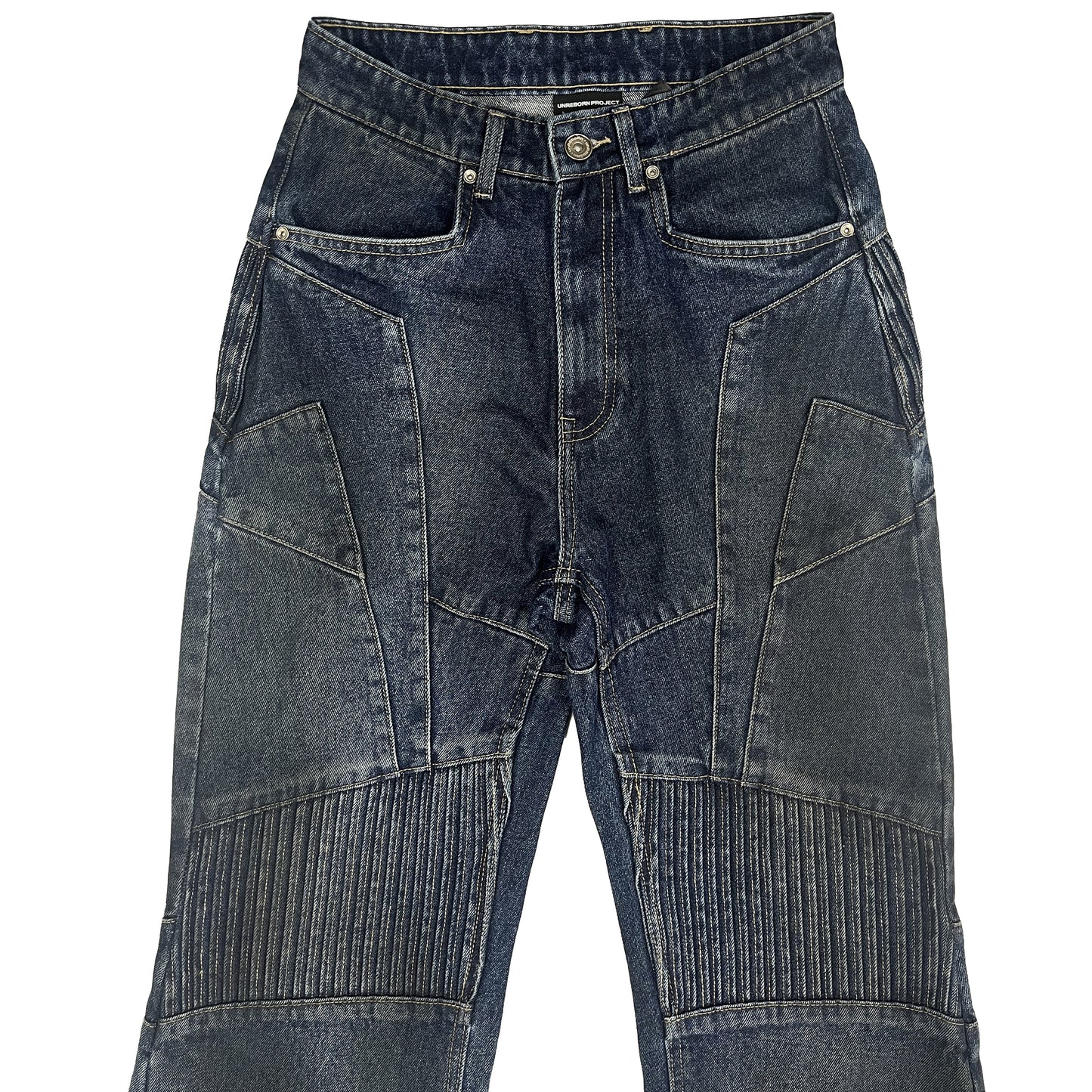 BIKER DIRTY DENIM PANTS - DARK BLUE
