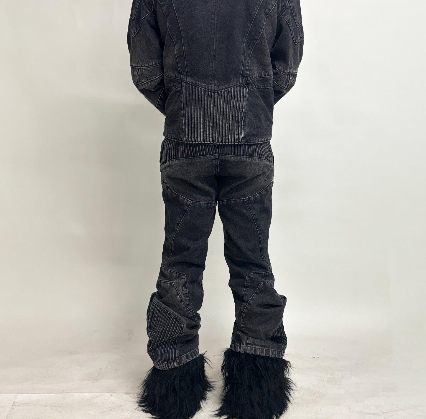 BIKER DENIM PANTS - DARK GREY