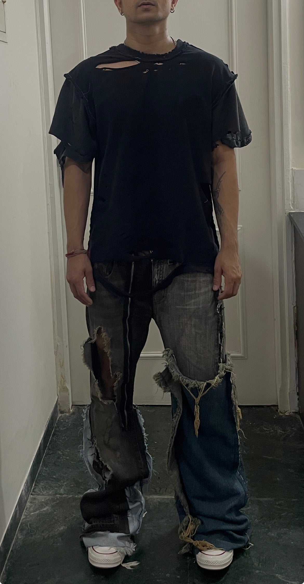 Thrashed reversible inside out tee  (super distressed)