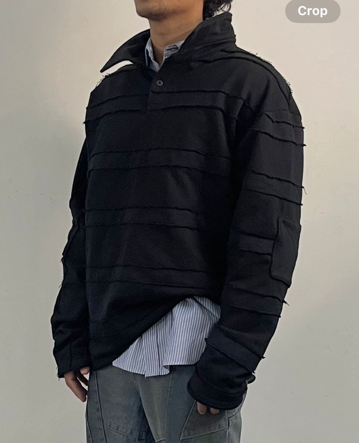 Asymmetrical  layered rugby shirt (SHIPS IN 3-4 WEEKS)