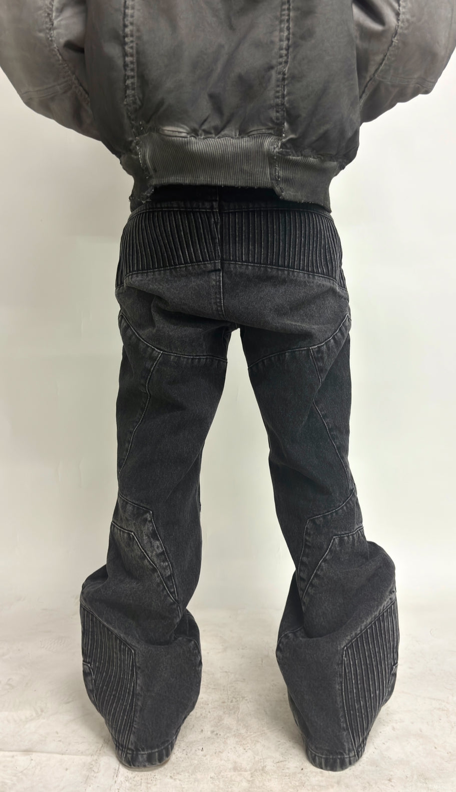 BIKER DENIM PANTS - DARK GREY