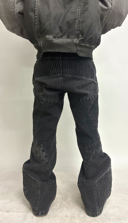 BIKER DENIM PANTS - DARK GREY
