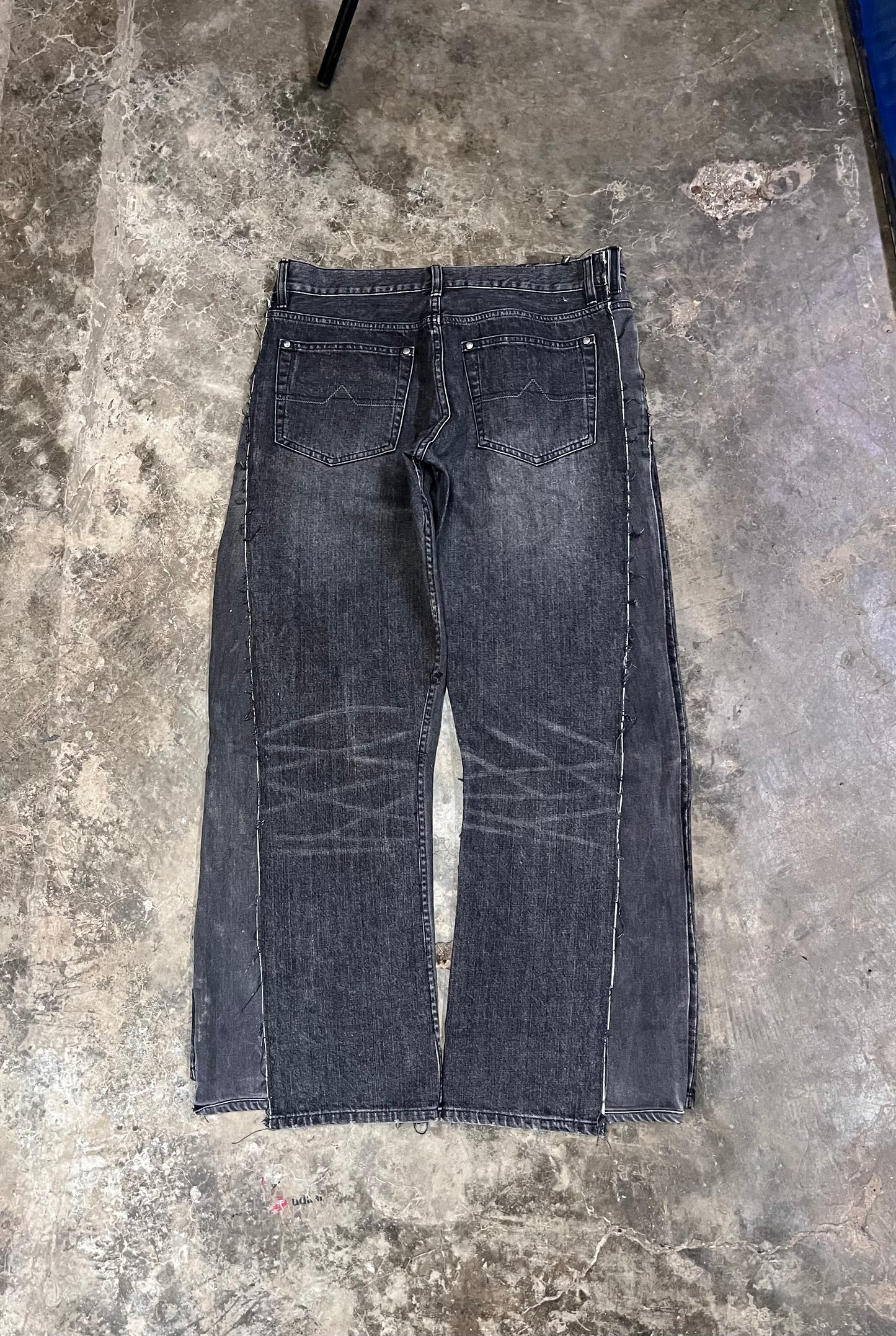 Dual tone grey reconstructed jeans