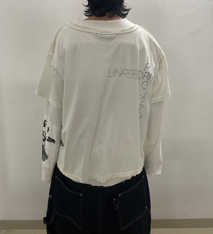 FERAL BRUTALITY LAYERED FADED WHITE TEE