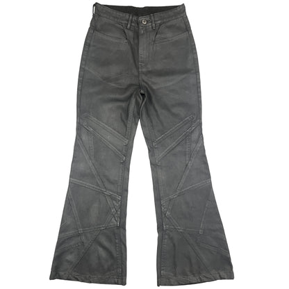 Wax Coated Cross Logo Flared jeans
