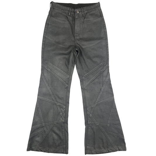 Wax Coated Cross Logo Flared jeans