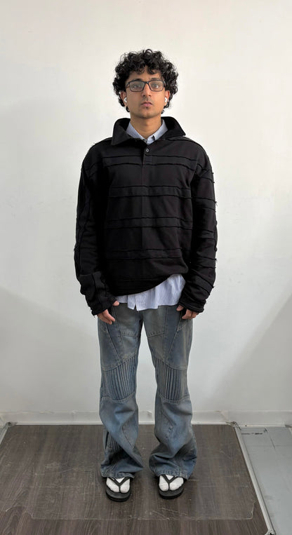 Asymmetrical  layered rugby shirt (SHIPS IN 3-4 WEEKS)