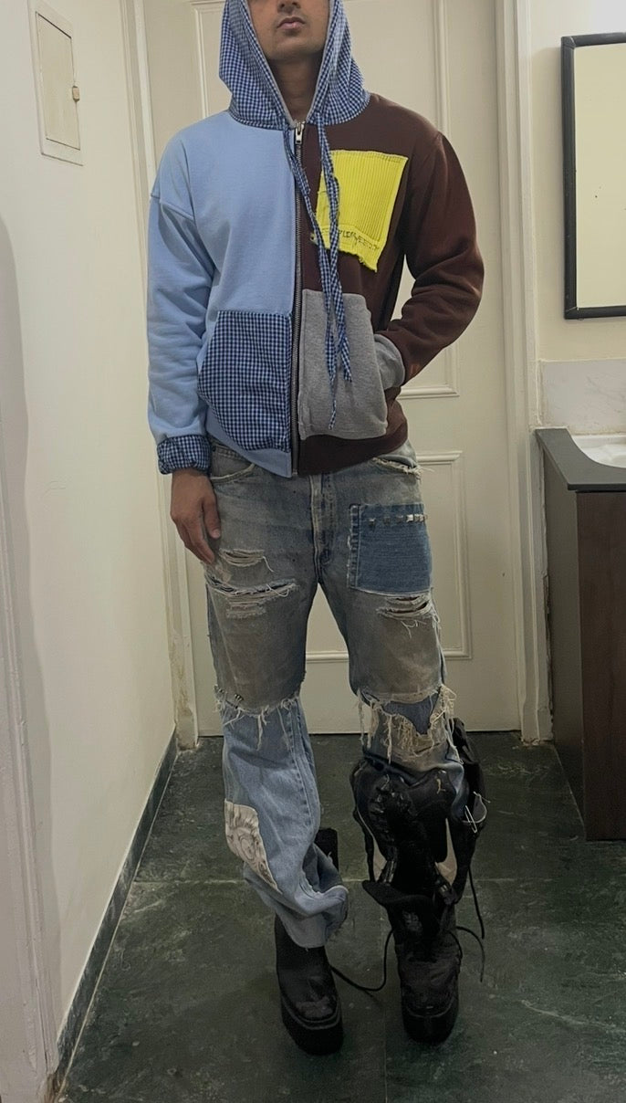 Reworked Studded Boot Cut Jeans