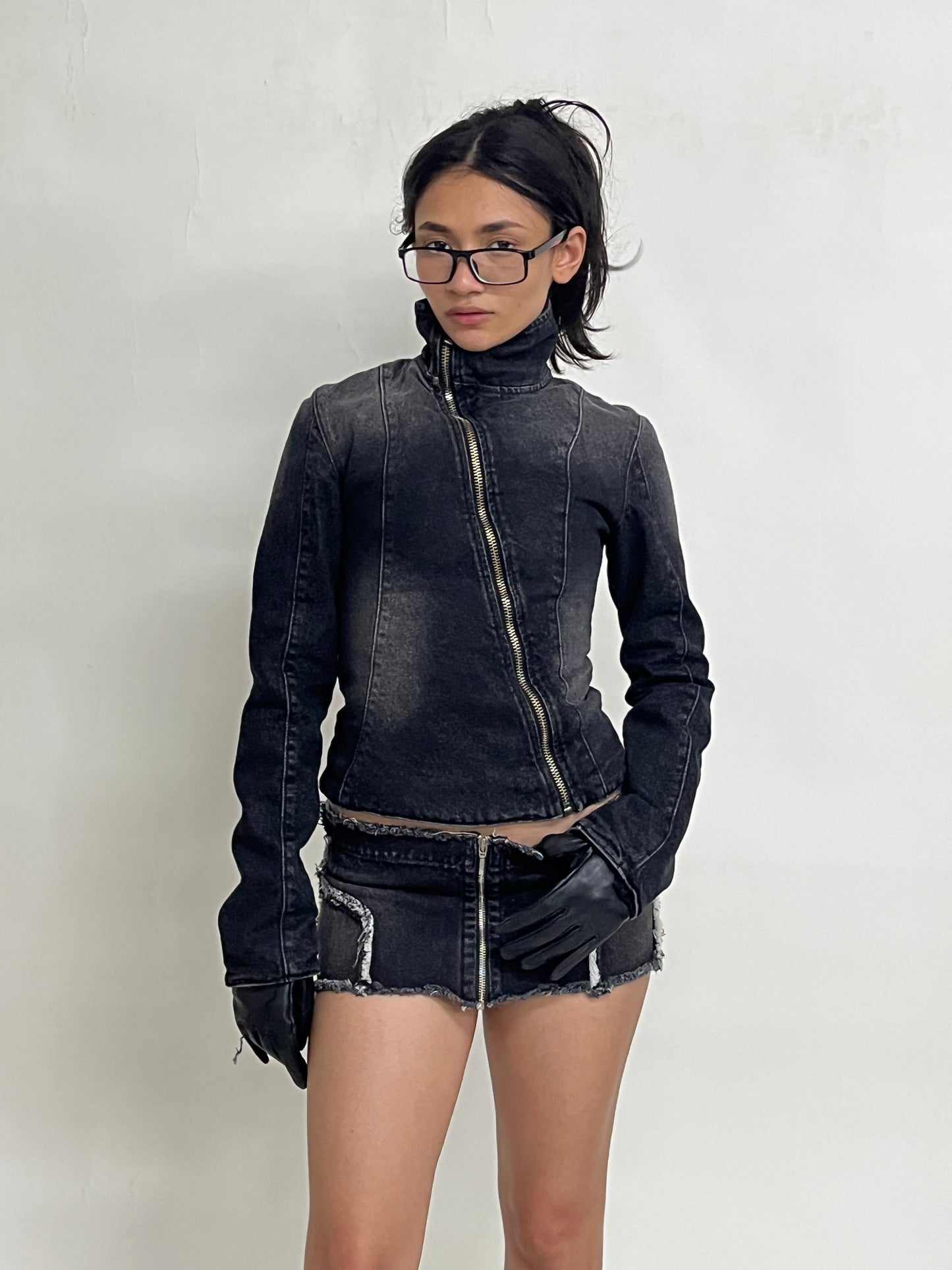 MINI DENIM SKIRT - BLACK SAMPLE