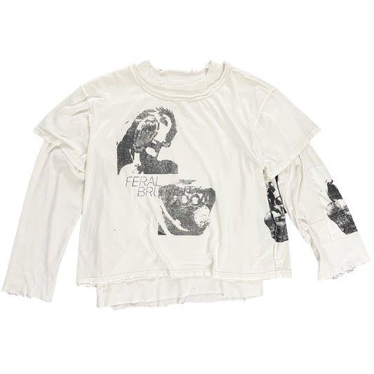 FERAL BRUTALITY LAYERED FADED WHITE TEE