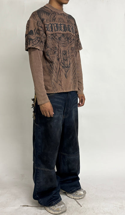 CROSS LOGO PATCHED T-SHIRT - BROWN