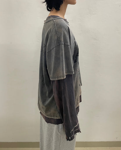 FERAL BRUTALITY LAYERED FADED GREY TEE