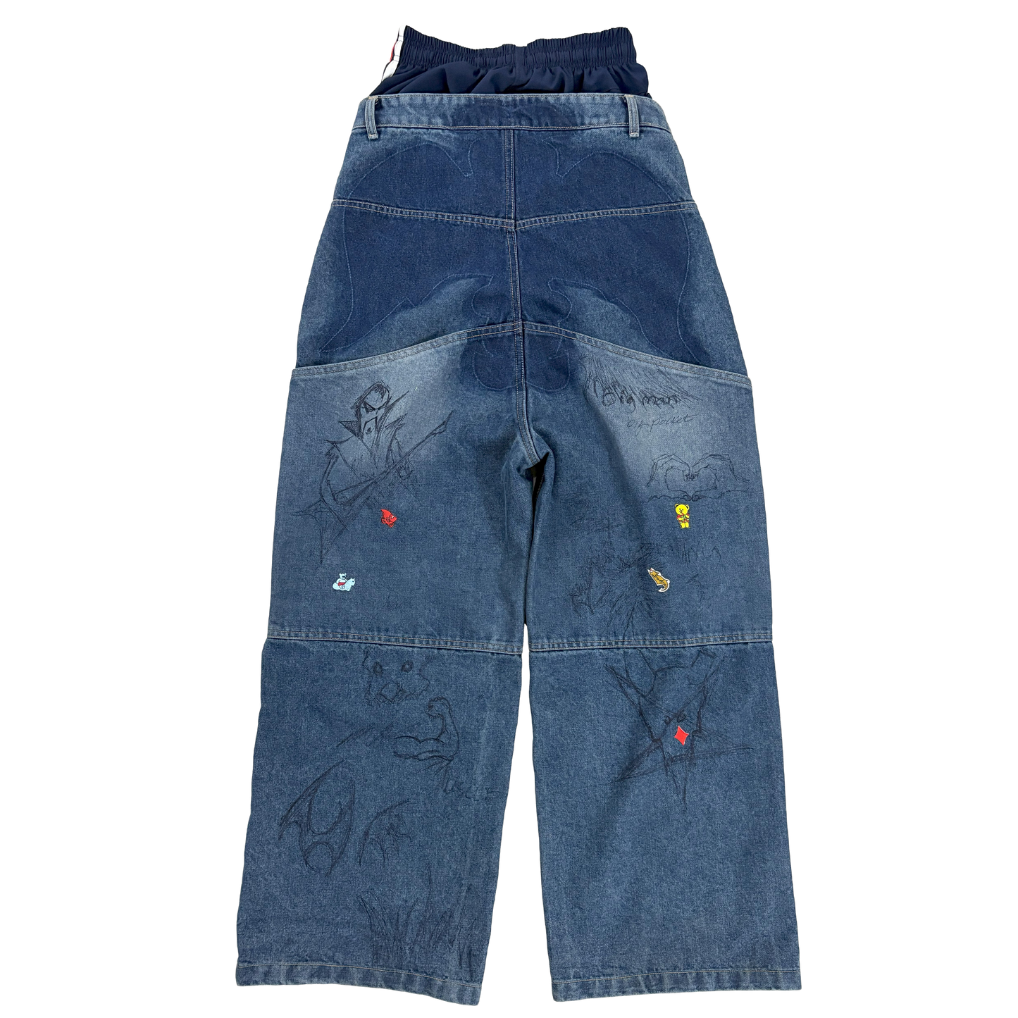 BAGGY SKATER JEANS WITH STICKERS & DOODLES
