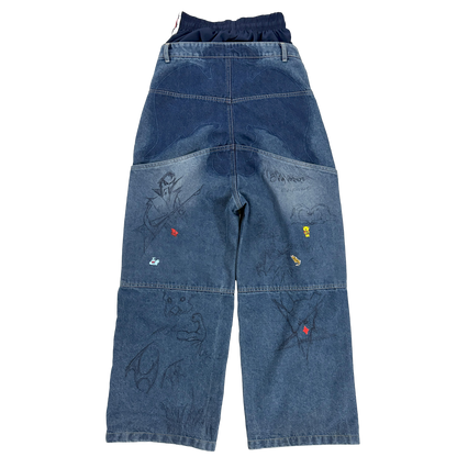 BAGGY SKATER JEANS WITH STICKERS & DOODLES