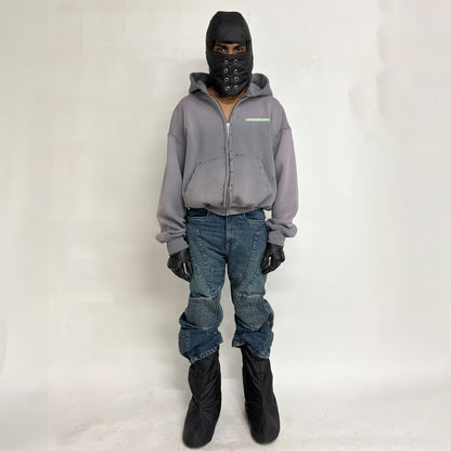 BIKER DENIM PANTS - VINTAGE BLUE