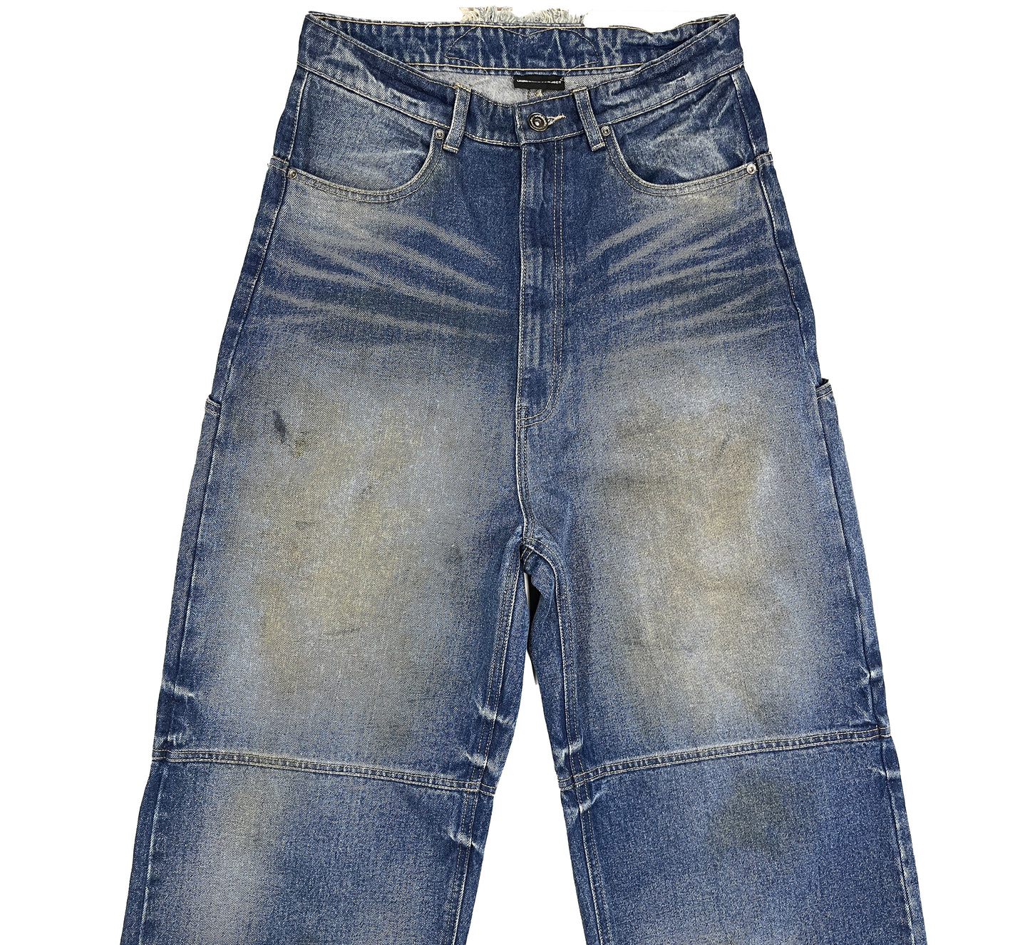 CROSS LOGO PATCHED LOW CROTCH JEANS - DIRTY LIGHT BLUE