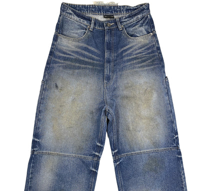 CROSS LOGO PATCHED LOW CROTCH JEANS - DIRTY LIGHT BLUE