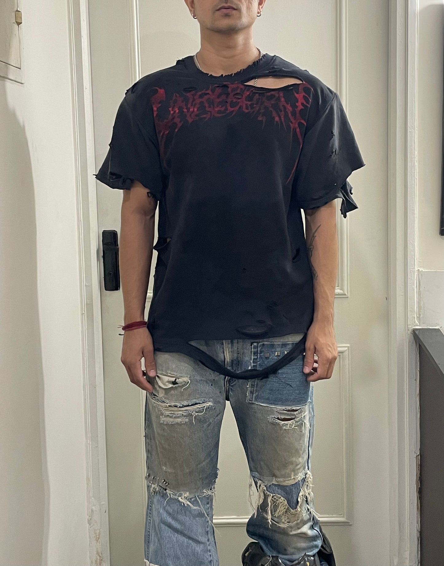Thrashed reversible inside out tee  (super distressed)