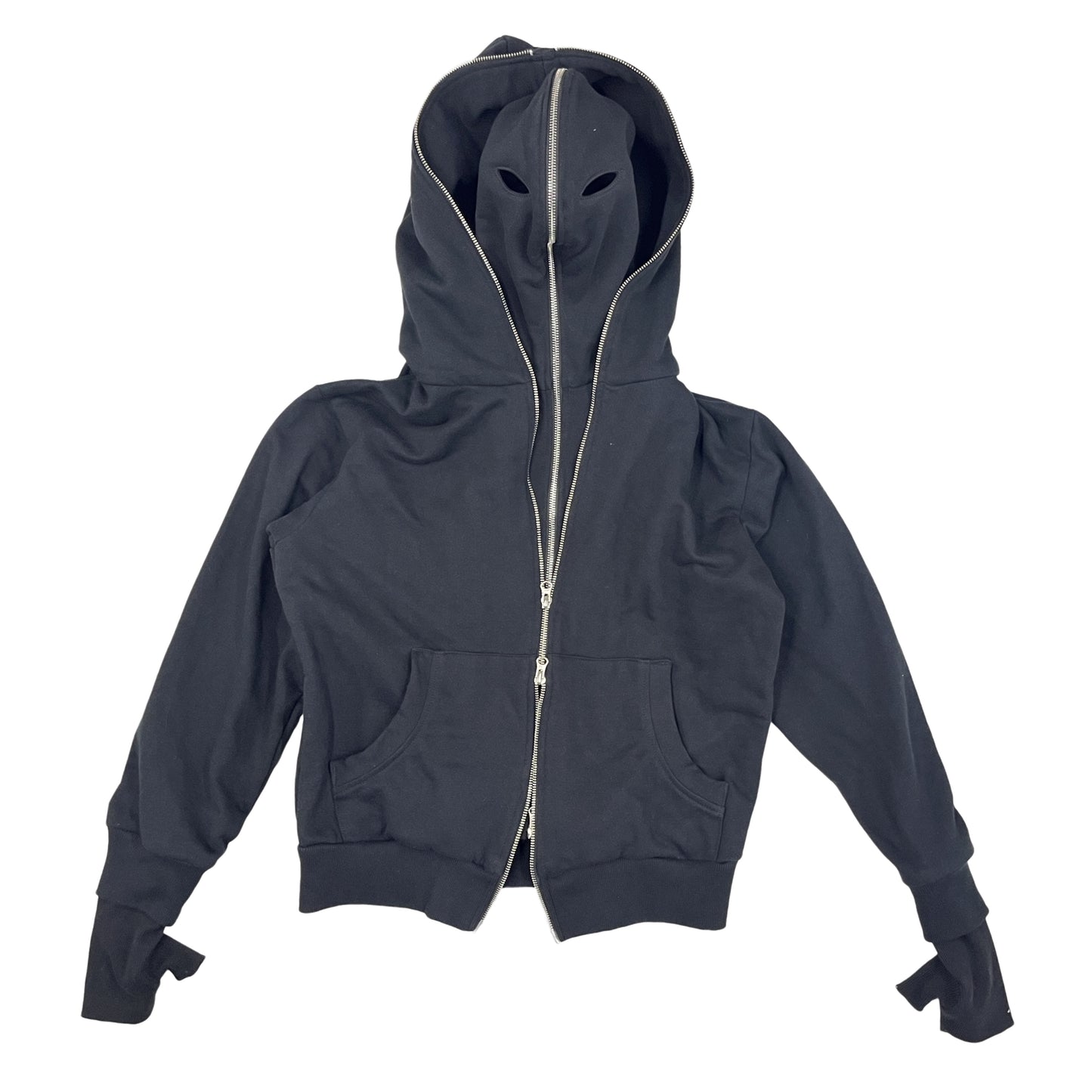 BLACK GIMP HOODIE SAMPLE (has visible yellow marker mark in inner panel)