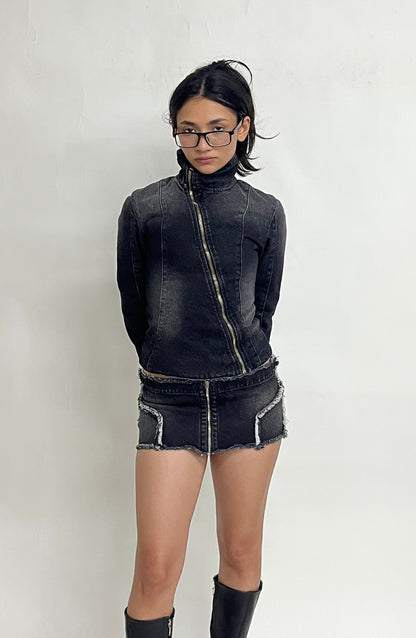 MINI DENIM SKIRT - BLACK SAMPLE