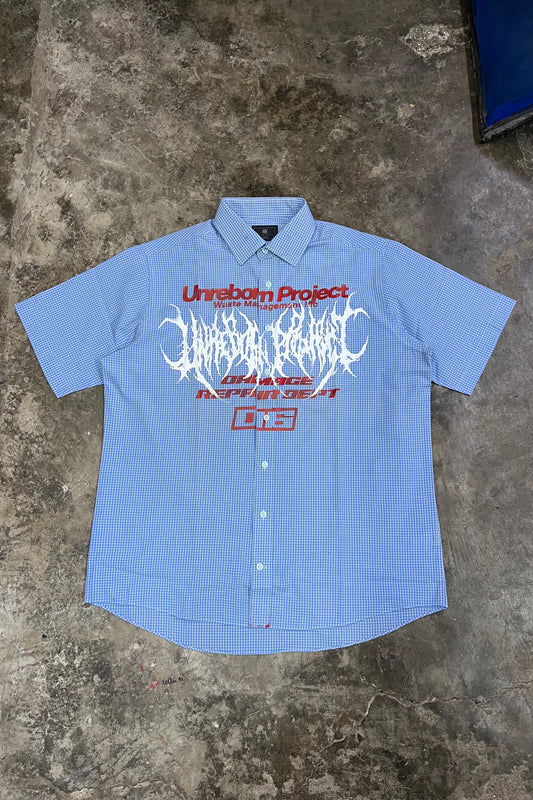 Blue checked half waste management metal shirt