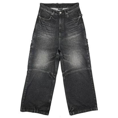 CROSS LOGO PATCHED LOW CROTCH JEANS - BLACK