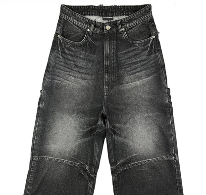 CROSS LOGO PATCHED LOW CROTCH JEANS - BLACK