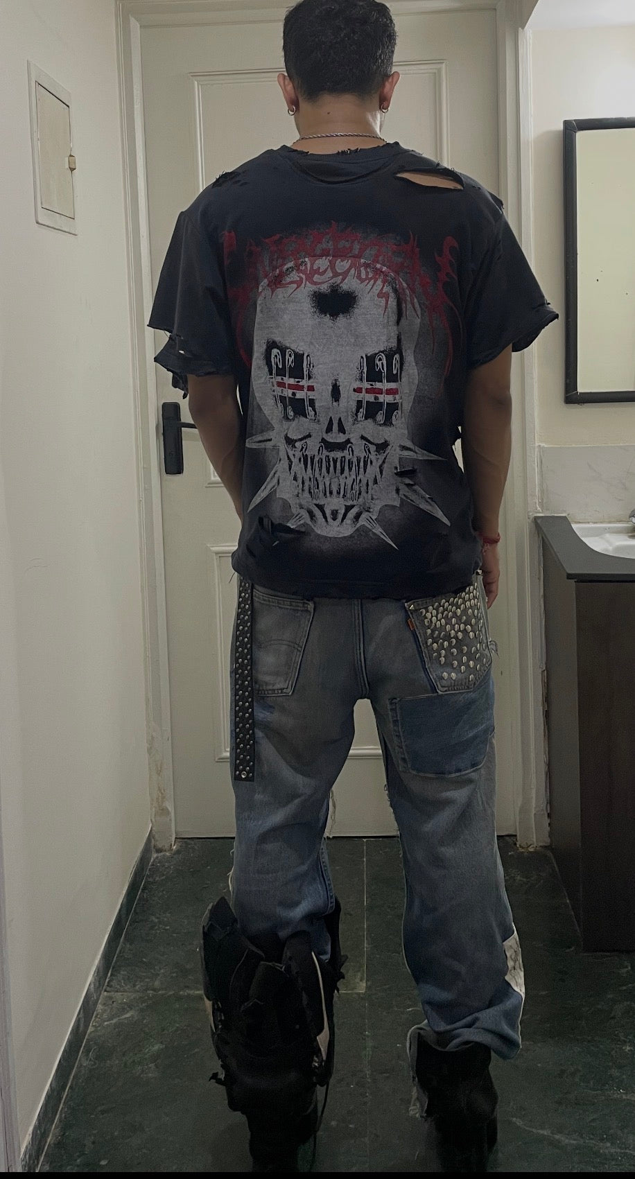Thrashed reversible inside out tee  (super distressed)