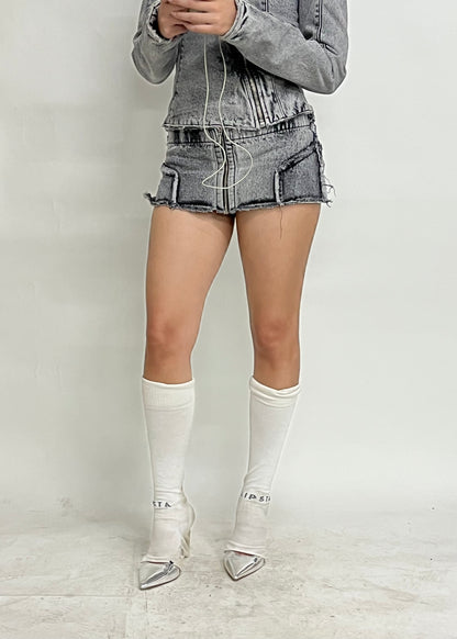 MINI DENIM SKIRT - LIGHT GREY SAMPLE