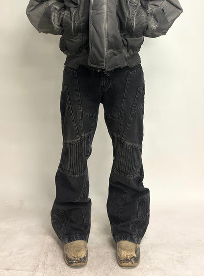BIKER DENIM PANTS - DARK GREY