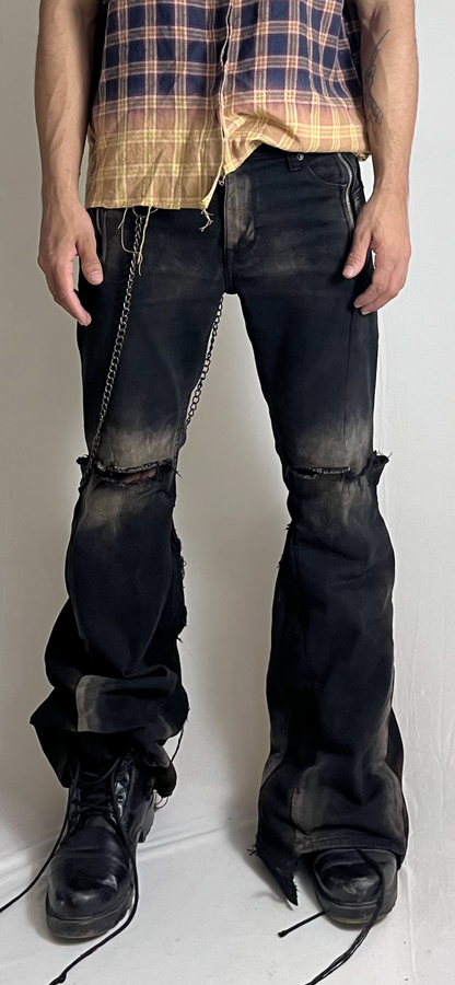 Super Flared Reconstructed Distressed Jeans