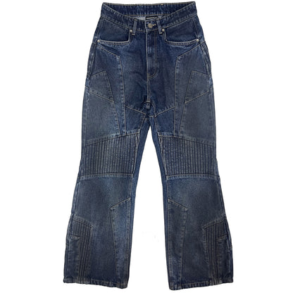 BIKER DIRTY DENIM PANTS - DARK BLUE