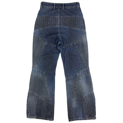 BIKER DIRTY DENIM PANTS - DARK BLUE